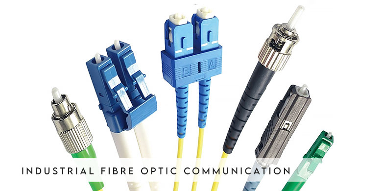 Industrial fibre optic cable with light transmission visible through the core