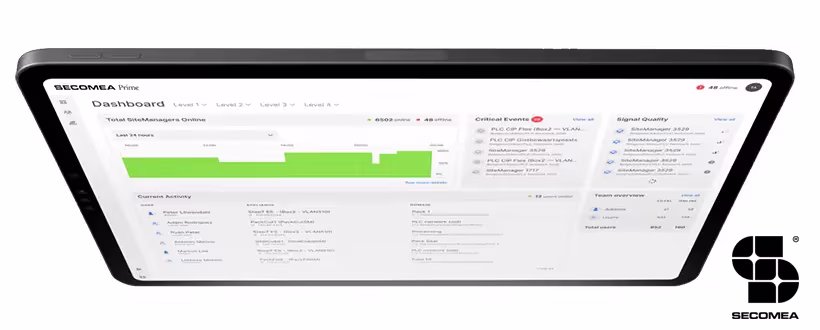Secomea integration diagram showing secure remote access across the network stack
